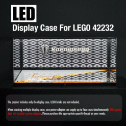 LED display case for LEGO 42232, with a metal lattice front and illuminated base; note: bricks not included.